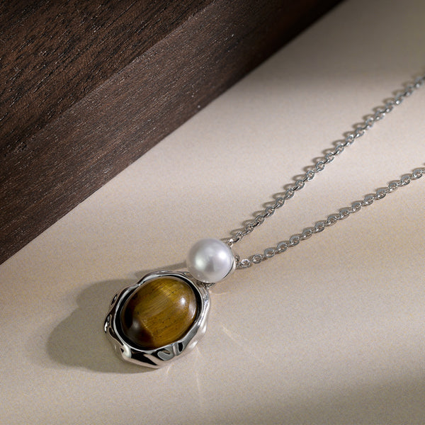 Tiger's Eye Pearl Necklace