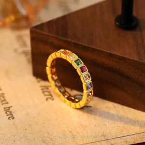 Dainty Rainbow Gemstone Stacking Ring