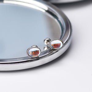 Tiny Small Oval Moonstone Stud Earrings