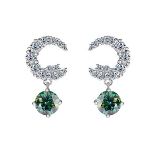 Color Moissanite Moon Star Drop Earrings