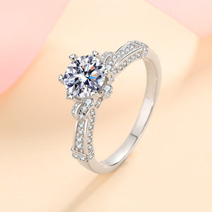 Six-Prong Round Moissanite Engagement Ring