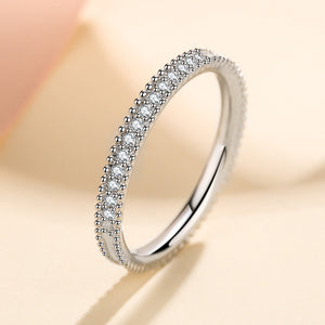 Pave Setting Moissanite Thin Band Ring