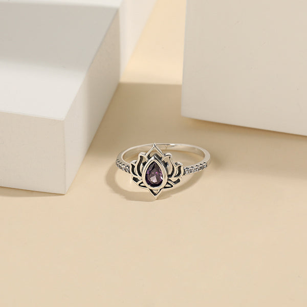 Silver Lotus Flower Ring