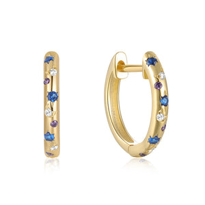 Blue Moon Star Huggie Hoop Earrings