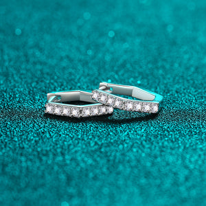 Moissanite Hexagon Pave Huggie Hoop Earrings