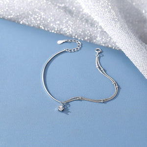 Solitaire Silver Star Charm Stacking Bracelet