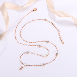 Moissanite Four Leaf Clover Station Necklace