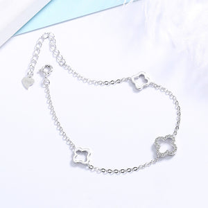 Three Four Leaf Clover Charm Bracelet