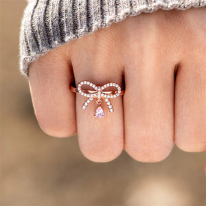 Dainty Bow Tie Teardrop Stacking Ring
