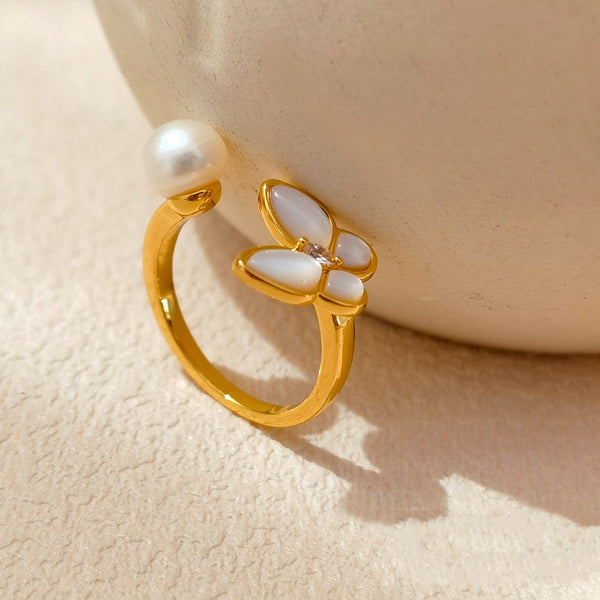 Butterfly Pearl Stackable Ring