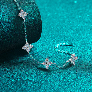 Moissanite Four Leaf Clover Station Bracelet