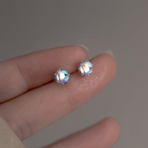 Tiny Small Round Moonstone Stud Earrings