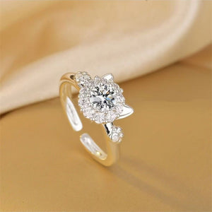 Anneau rotatif anti-anxiété en forme de chat mignon