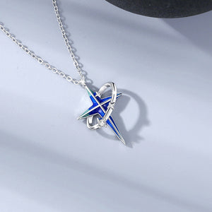 Blue Star Planet Matching Couple Necklace