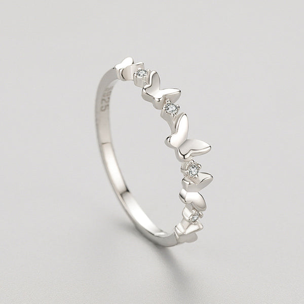 Dainty Silver Butterfly Ring
