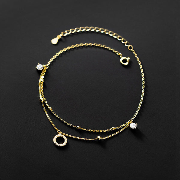 Dainty Ring Layered Anklet