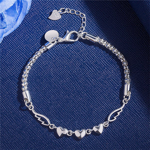 Three Heart Angel Wing Charm Bracelet