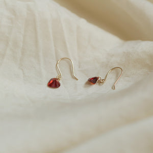 Red Heart Dangle Drop Hook Earrings