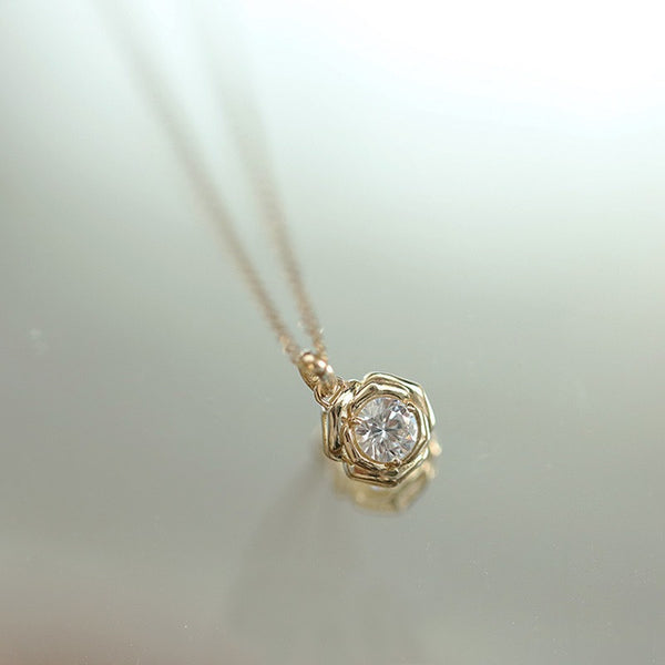 Gold Rose Flower Charm Necklace