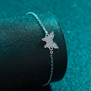 Dainty Moissanite Butterfly Charm Bracelet