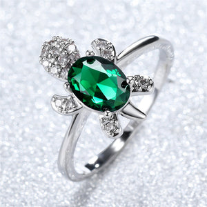 Color Gemstone Sea Turtle Band Ring