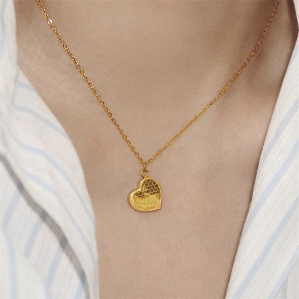 Honeycomb Heart Pendant Necklace