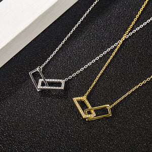 Interlocking Rectangle Pendant Necklace