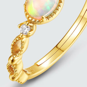 Vintage Dainty Oval Opal Stacking Band Ring