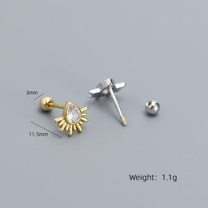 Pear-Cut Sun Screw Back Stud Earrings