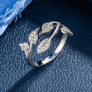 Olive Tree Leaf Branch Stacking Bypass Ring