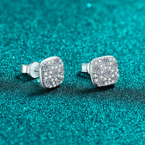 Cushion Moissanite Cluster Stud Earrings