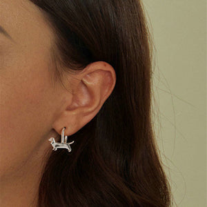 Dachshund Dog Drop Hoop Earrings