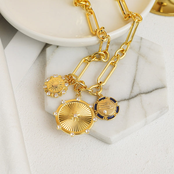Gold Sun Pearl Necklace