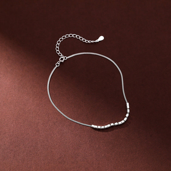 Silver Cube Square Anklet