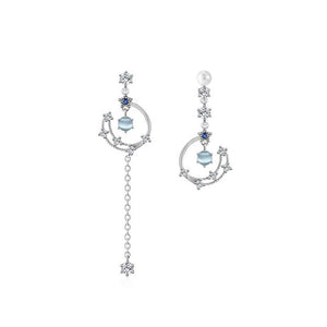 Mismatch Moon Star Drop Statement Earrings