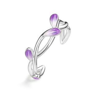 Purple Enamel Violet Flower Stacking Ring
