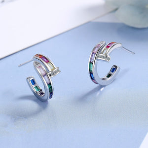 Rainbow LGBTQ Pride Half Hoop Earrings