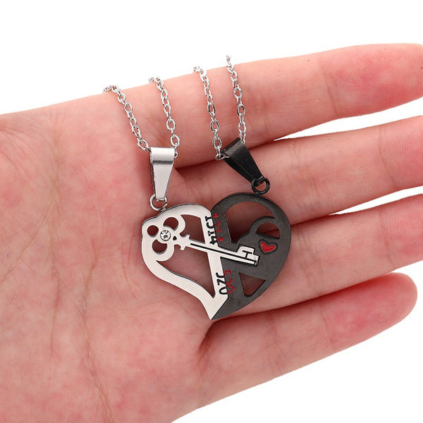 Key Lock Splicing Couple Necklace