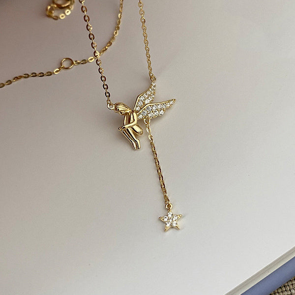 Gold Fairy Star Tassel Necklace