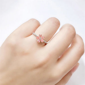 Pink Cherry Blossom Flower Stacking Ring