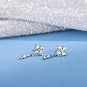 Four Leaf Clover Teardrop Dangle Earrings