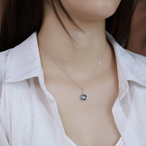 Dainty Blue Topaz Pendant Necklace