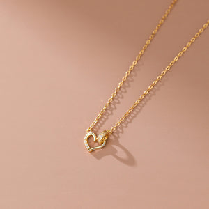 Interlocking Heart Ring Pendant Necklace