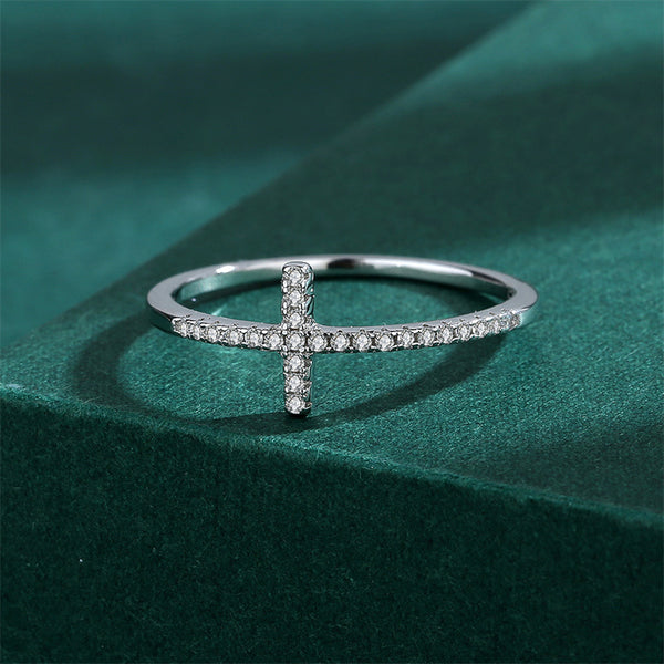 Cross Pave Setting Band Eternity Ring