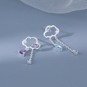 Cloud Rain Chain Dangle Drop Stud Earrings