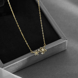 Dainty Double Flower Charm Necklace