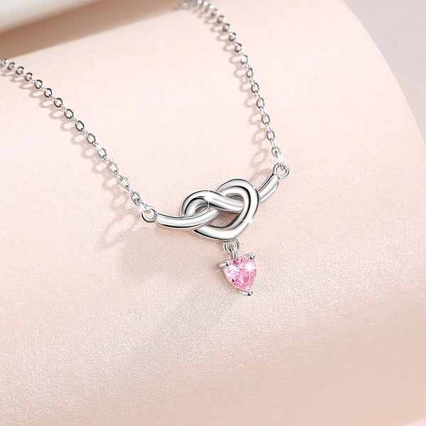 Pink Heart Knot Necklace