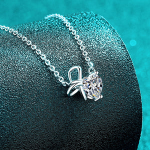 Moissanite Bow Tie Bowknot Heart Necklace