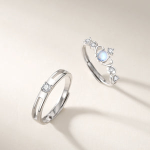 Passender Paarring mit Mondsteinkrone