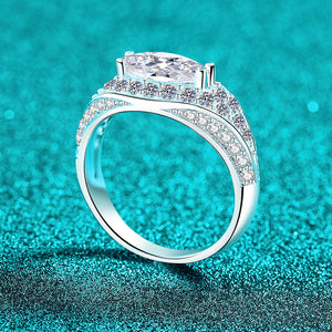 Marquise Cut Moissanite Evil Eye Halo Ring
